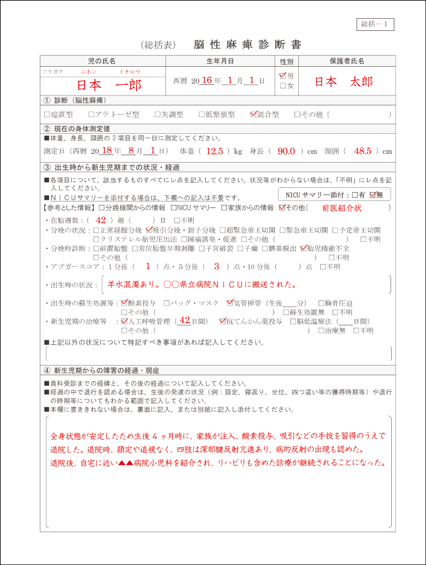 診断書1ページ